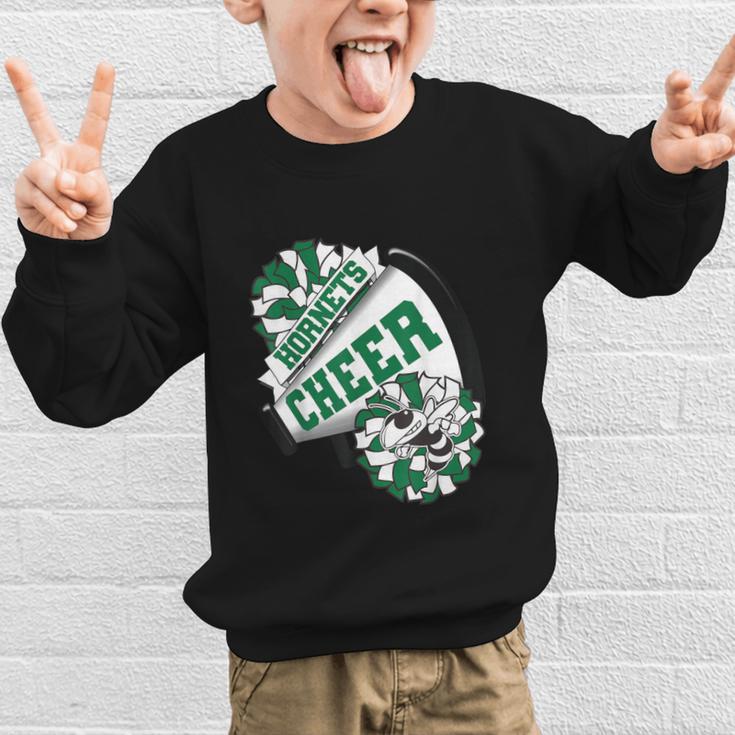 Hornets Cheer Back To School Cheerleading Spirit Green Graphic Kid Sweatshirt Hornets Cheer Back To School Cheerleading Spirit Green Graphic Kid Sweatshirt