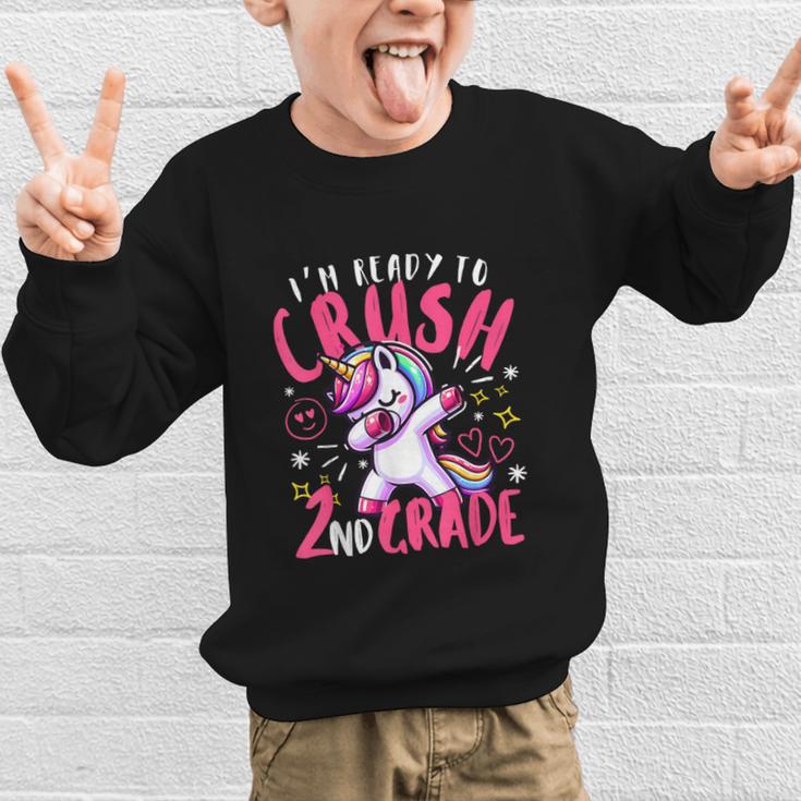 I'm Ready To Crush 2nd Grade Dabbing Unicorn Back To School Graphic Kid Sweatshirt I'm Ready To Crush 2nd Grade Dabbing Unicorn Back To School Graphic Kid Sweatshirt