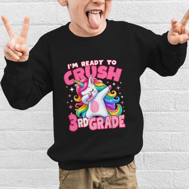 I'm Ready To Crush 3rd Grade Dabbing Unicorn Back To School Graphic Kid Sweatshirt I'm Ready To Crush 3rd Grade Dabbing Unicorn Back To School Graphic Kid Sweatshirt