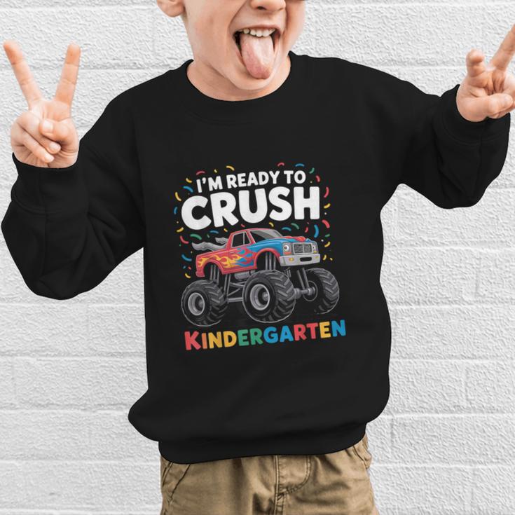 I'm Ready To Crush Kindergarten Monster Truck Back To School Graphic Kid Sweatshirt I'm Ready To Crush Kindergarten Monster Truck Back To School Graphic Kid Sweatshirt