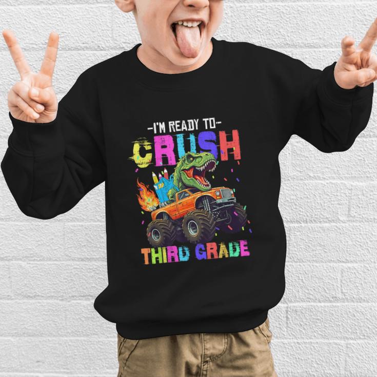 I'm Ready To Crush Third Grade Dinosaur Truck Back To School Graphic Kid Sweatshirt