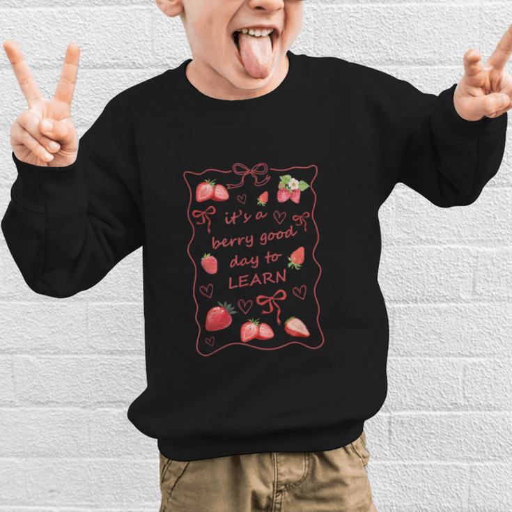 It's a Good Day To Learn Strawberry Back To School Graphic Kid Sweatshirt