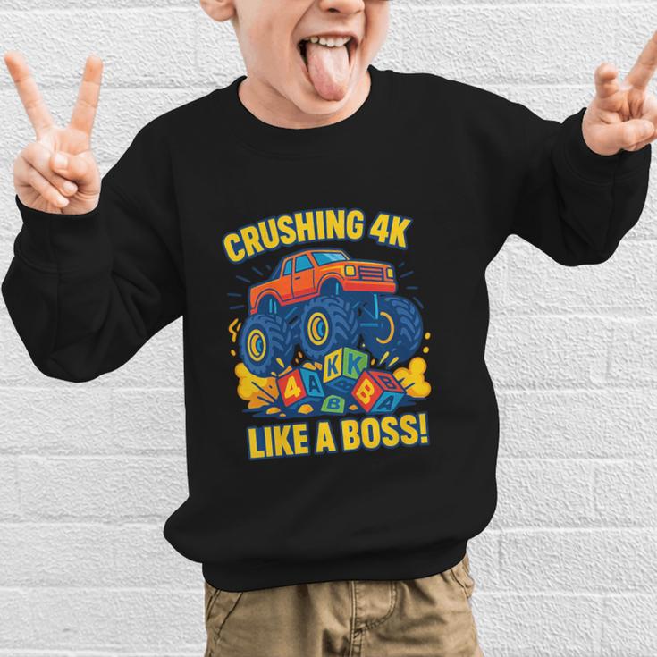 Kids 4k Boys Back To School Shirt Monster Truck Crushing 4k Graphic Kid Sweatshirt Kids 4k Boys Back To School Shirt Monster Truck Crushing 4k Graphic Kid Sweatshirt
