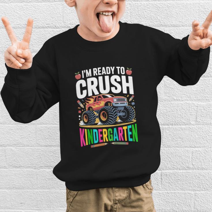 Kids Back To School I'm Ready To Crush Kindergarten For Boys Graphic Kid Sweatshirt Kids Back To School I'm Ready To Crush Kindergarten For Boys Graphic Kid Sweatshirt