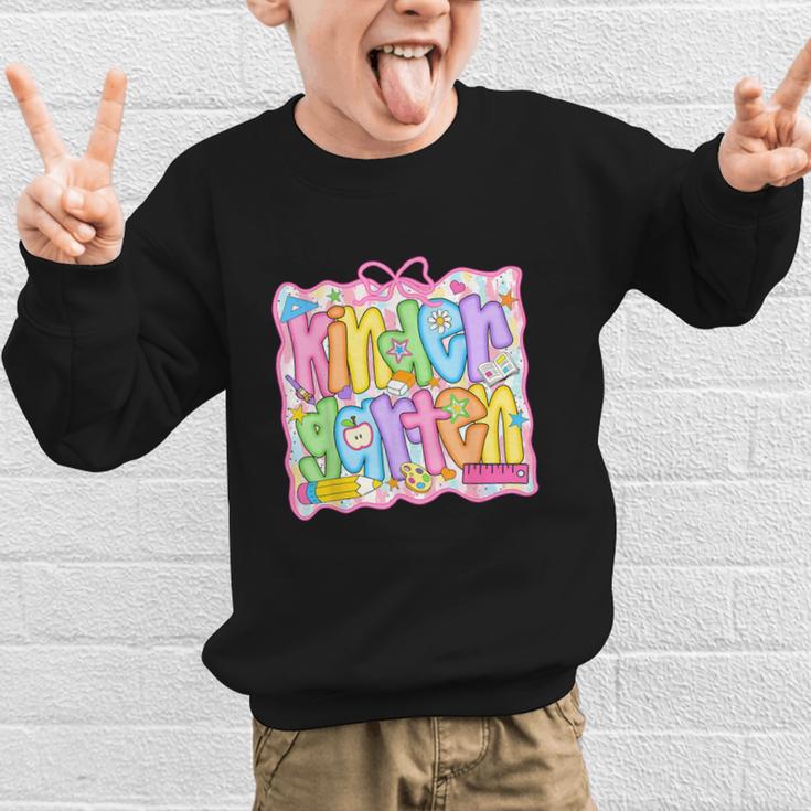 Kindergarten Coquette Bow Back To School Kinder Girl Kids Graphic Kid Sweatshirt Kindergarten Coquette Bow Back To School Kinder Girl Kids Graphic Kid Sweatshirt