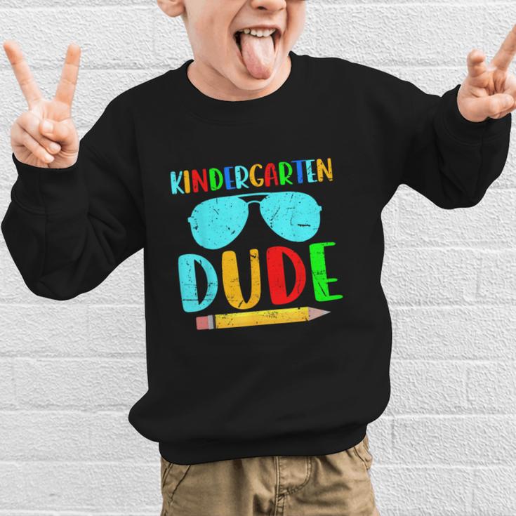 Kindergarten Dude First Day Back To School Kids Boys Graphic Kid Sweatshirt Kindergarten Dude First Day Back To School Kids Boys Graphic Kid Sweatshirt