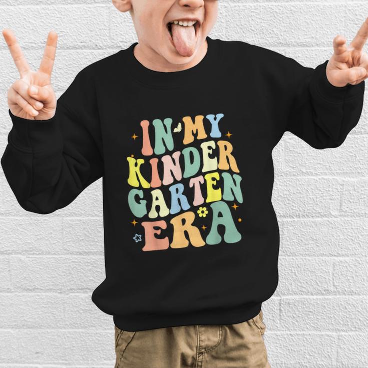 Kindergarten Era Happy Back To School Groovy Kids Boys Girls Graphic Kid Sweatshirt Kindergarten Era Happy Back To School Groovy Kids Boys Girls Graphic Kid Sweatshirt