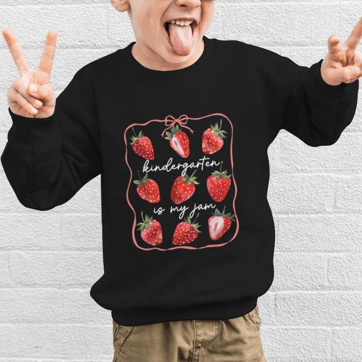 Kindergarten Is My Jam Strawberry Back To School Girls Boys Graphic Kid Sweatshirt Kindergarten Is My Jam Strawberry Back To School Girls Boys Graphic Kid Sweatshirt