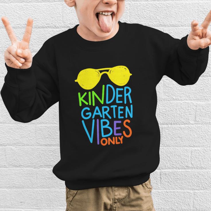 Kindergarten Vibes Only Glow Sunglasses Back To School Graphic Kid Sweatshirt Kindergarten Vibes Only Glow Sunglasses Back To School Graphic Kid Sweatshirt