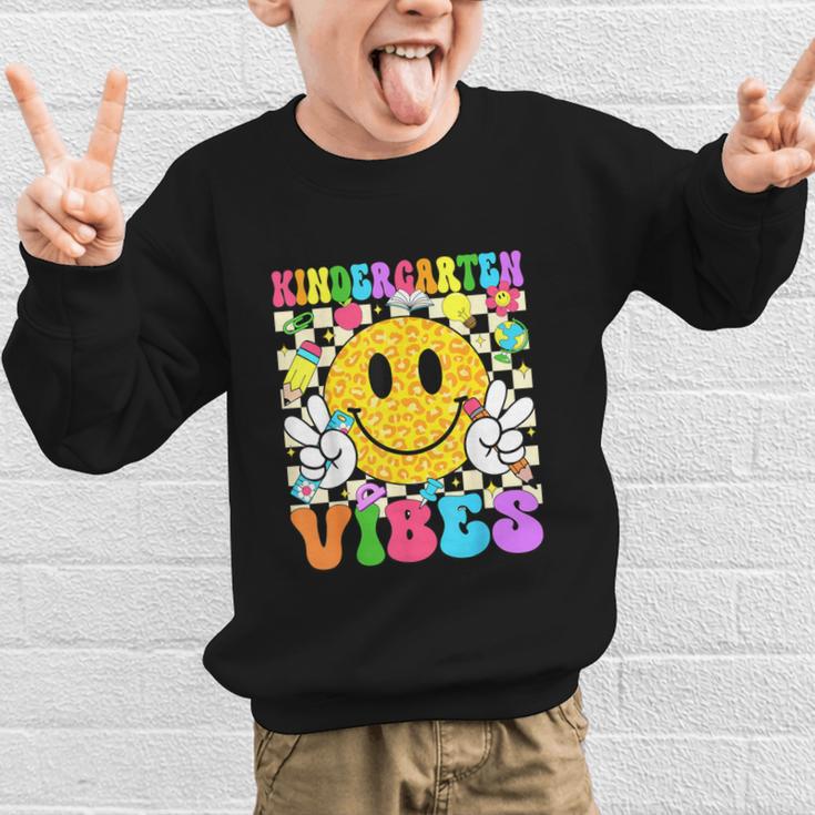 Kindergarten Vibes Smile Face Back To School Kinder Girl Kid Graphic Kid Sweatshirt Kindergarten Vibes Smile Face Back To School Kinder Girl Kid Graphic Kid Sweatshirt