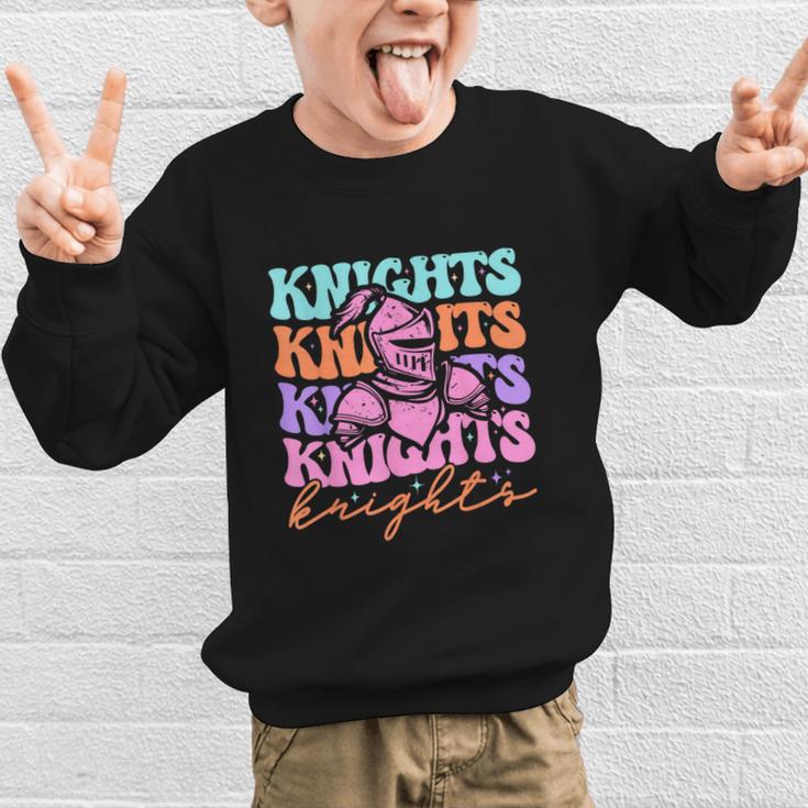 Knights Mascot Back To School Spirit Sports Men Women Groovy Graphic Kid Sweatshirt Knights Mascot Back To School Spirit Sports Men Women Groovy Graphic Kid Sweatshirt