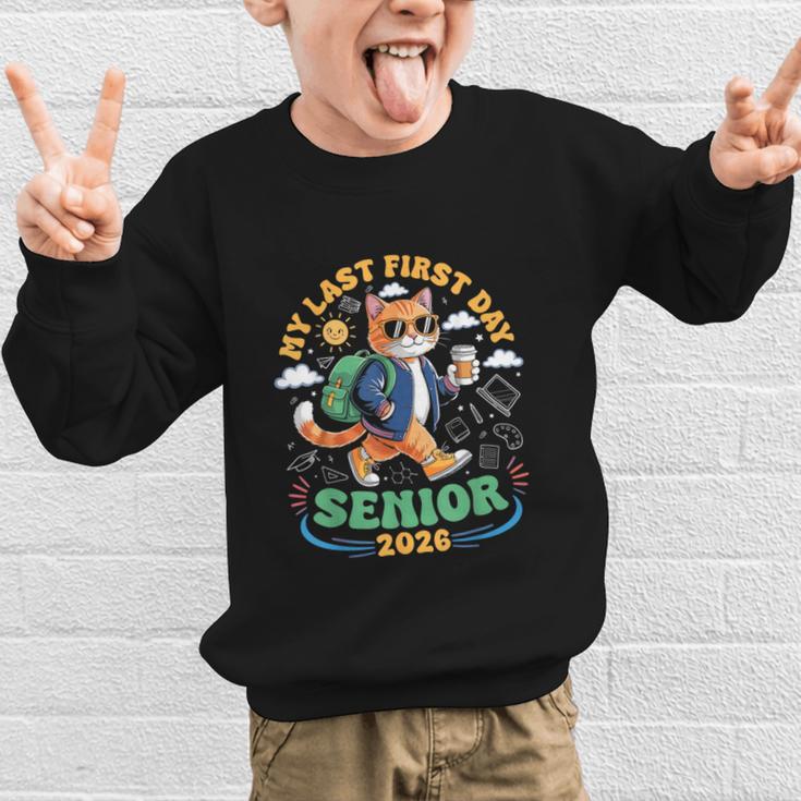 My Last First Day Senior 2026 Cat Back To School Graphic Kid Sweatshirt