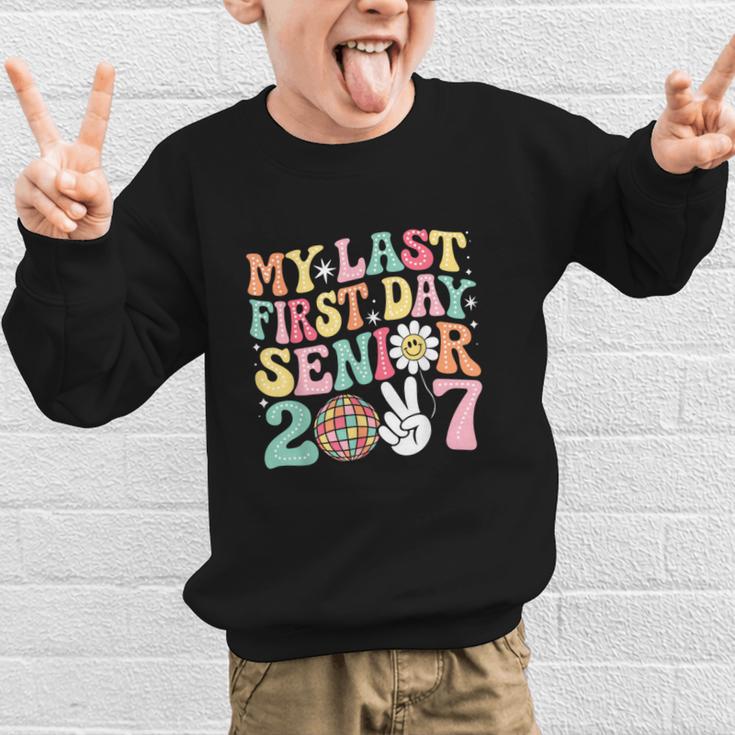 My Last First Day Senior 2027 Back To School Class Of 2027 Graphic Kid Sweatshirt My Last First Day Senior 2027 Back To School Class Of 2027 Graphic Kid Sweatshirt