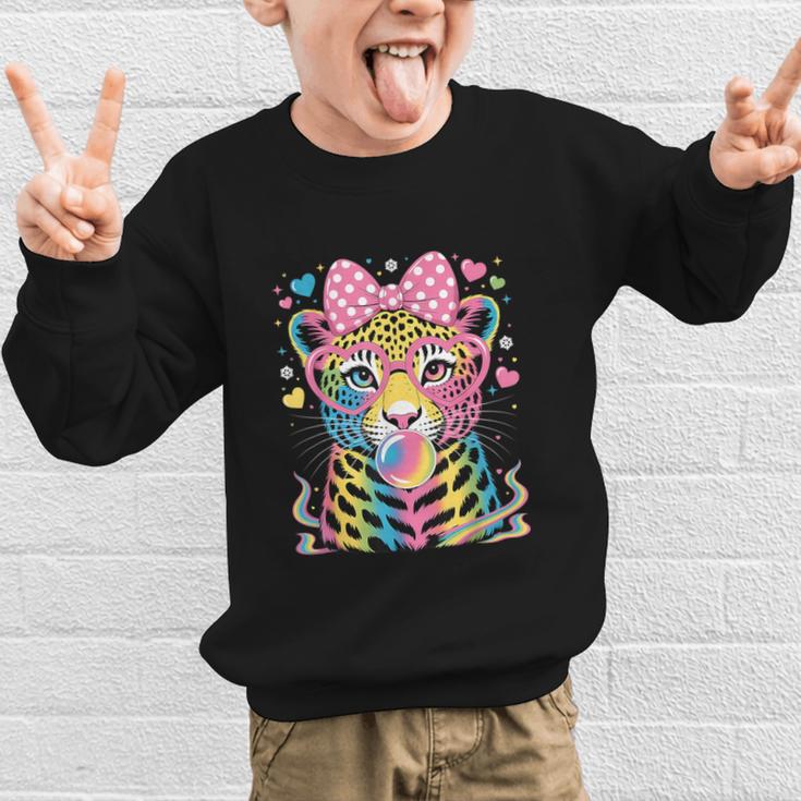 Leopard Glasses Blowing Bubble Gum Back To School Kids Graphic Kid Sweatshirt Leopard Glasses Blowing Bubble Gum Back To School Kids Graphic Kid Sweatshirt