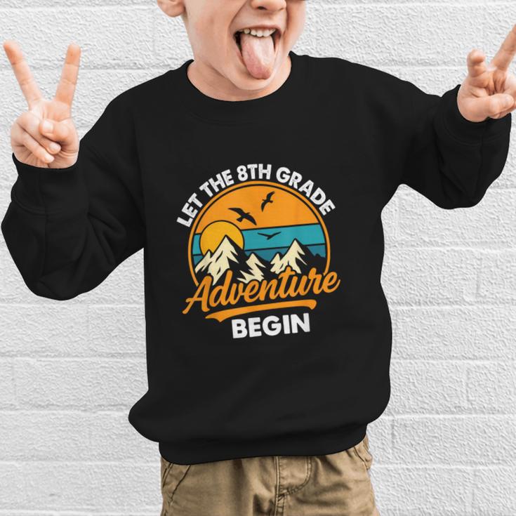 Let The 8th Grade Adventure Begin Back To School Graphic Kid Sweatshirt