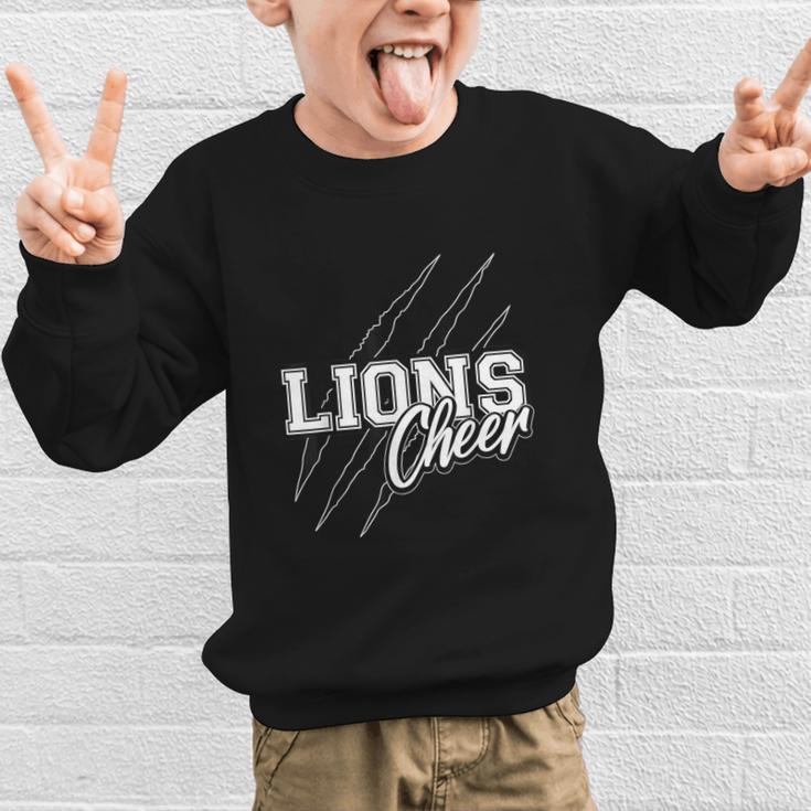 Lions Cheer Back To School Cheerleading Team Spirit Graphic Kid Sweatshirt Lions Cheer Back To School Cheerleading Team Spirit Graphic Kid Sweatshirt