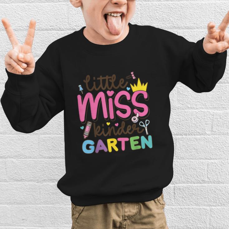 Little Miss Kindergarten First Day Back To School Girls Cute Graphic Kid Sweatshirt Little Miss Kindergarten First Day Back To School Girls Cute Graphic Kid Sweatshirt