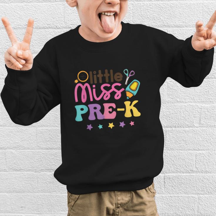Little Miss Pre-K Preschool First Day Back To School Girls Graphic Kid Sweatshirt Little Miss Pre-K Preschool First Day Back To School Girls Graphic Kid Sweatshirt