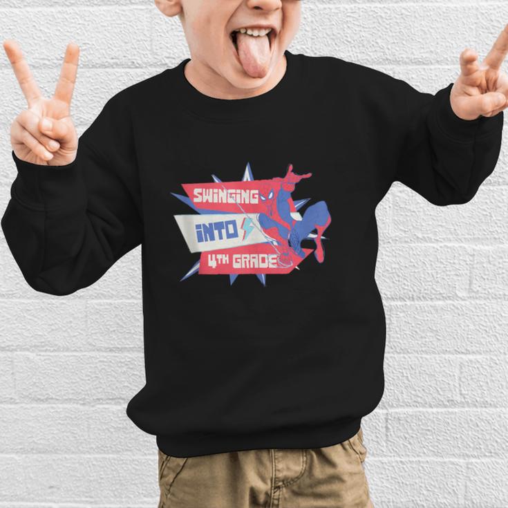 Marvel Spider-Man Swinging Into 4th Grade Back To School Graphic Kid Sweatshirt Marvel Spider-Man Swinging Into 4th Grade Back To School Graphic Kid Sweatshirt