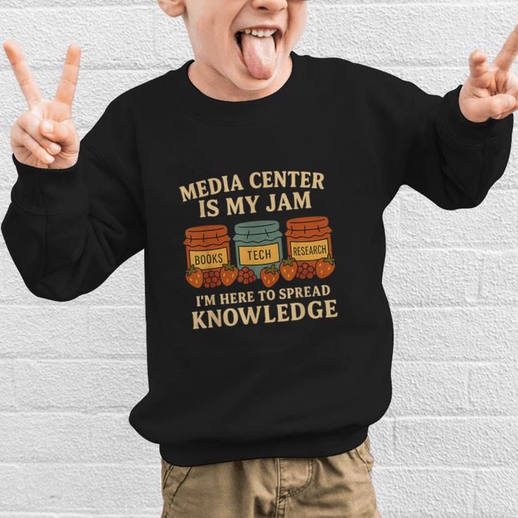 Media Center Is My Jam Library Reading Back To School Graphic Kid Sweatshirt Media Center Is My Jam Library Reading Back To School Graphic Kid Sweatshirt