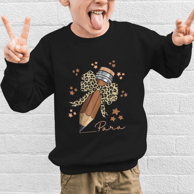 Melanin Pencil Leopard Bow Para Back To School Graphic Kid Sweatshirt