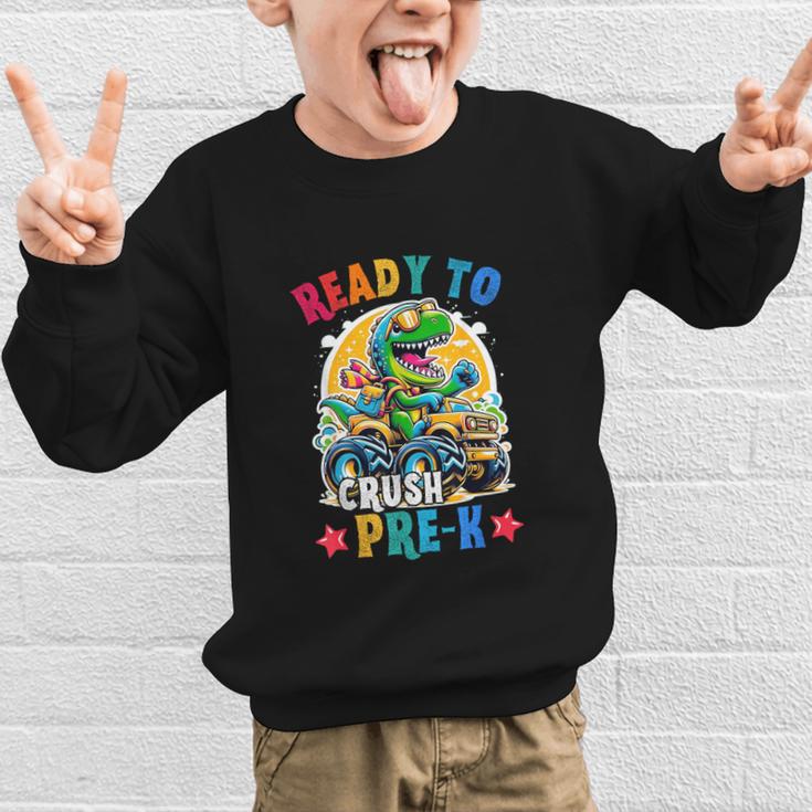 Monster Truck Dinosaur Boys Back To School Crush Pre-k Kids Graphic Kid Sweatshirt