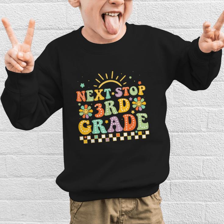 Next Stop 3rd Grade Groovy Retro Third Grade Back To School Graphic Kid Sweatshirt