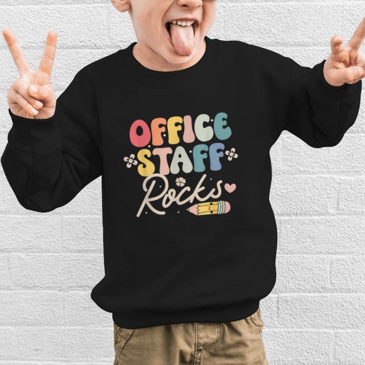 Office Staff Rocks Back To School Secretary Administrative Graphic Kid Sweatshirt Office Staff Rocks Back To School Secretary Administrative Graphic Kid Sweatshirt