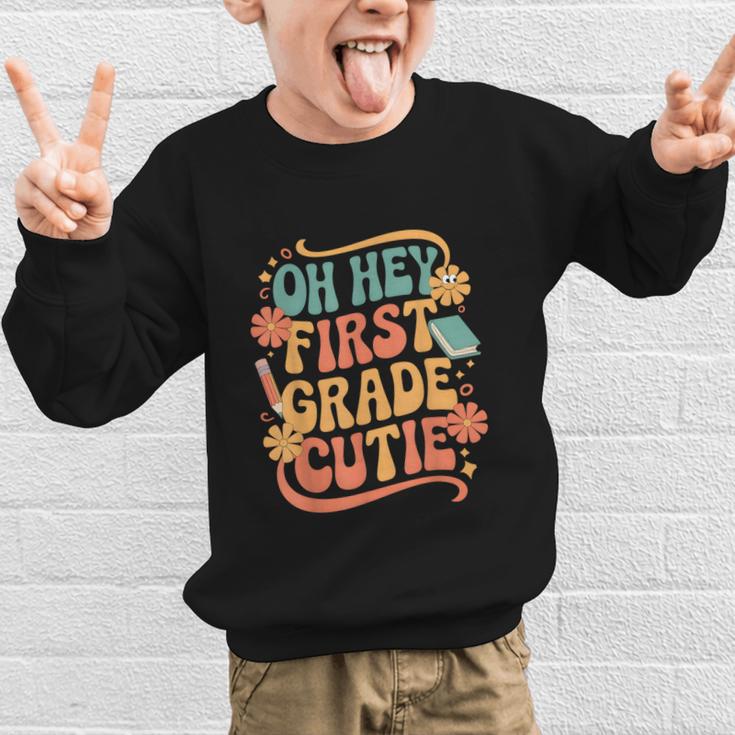 Oh Hey First Grade Cutie Back To School Graphic Kid Sweatshirt