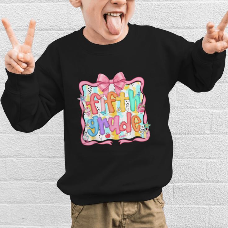 Preppy Back To School Fifth Grade Coquette Bow Women Girl Graphic Kid Sweatshirt Preppy Back To School Fifth Grade Coquette Bow Women Girl Graphic Kid Sweatshirt