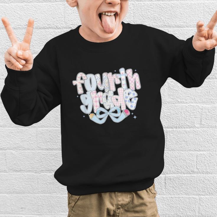Preppy Fourth Grade Back To School Coquette 4th Grade Graphic Kid Sweatshirt Preppy Fourth Grade Back To School Coquette 4th Grade Graphic Kid Sweatshirt