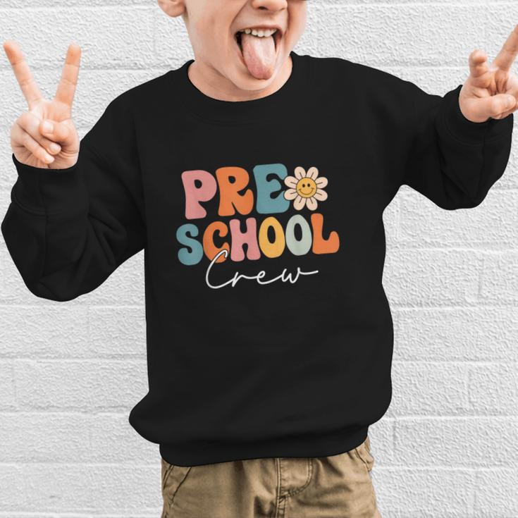 Preschool Crew Team Retro Groovy Vintage Back To School Graphic Kid Sweatshirt