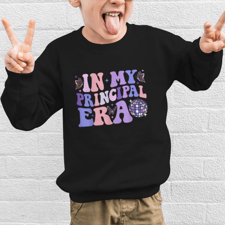 In My Principal Era Groovy School Principal Back To School Graphic Kid Sweatshirt In My Principal Era Groovy School Principal Back To School Graphic Kid Sweatshirt