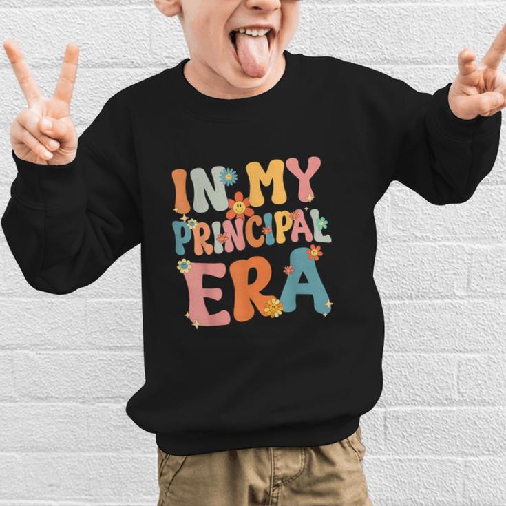 In My Principal Era Retro Groovy Back To School Principal Graphic Kid Sweatshirt