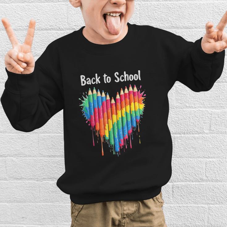 Rainbow Pencil Heart Back To School Creative Graphic Kid Sweatshirt Rainbow Pencil Heart Back To School Creative Graphic Kid Sweatshirt