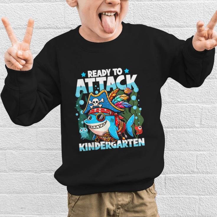 Ready To Attack Kindergarten Pirate Shark Back To School Graphic Kid Sweatshirt