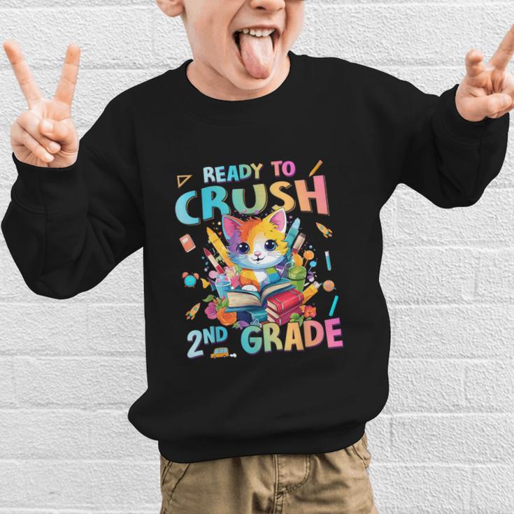 Ready To Crush 2nd Grade Back To School 2nd Grade Cat Kitten Graphic Kid Sweatshirt Ready To Crush 2nd Grade Back To School 2nd Grade Cat Kitten Graphic Kid Sweatshirt