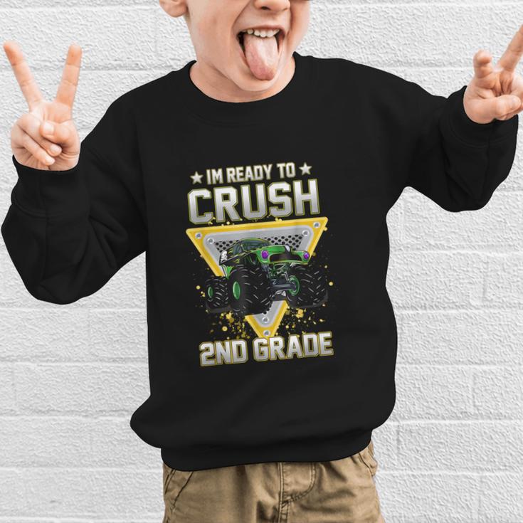 Ready To Crush 2nd Grade Monster Truck Boy Back To School Graphic Kid Sweatshirt