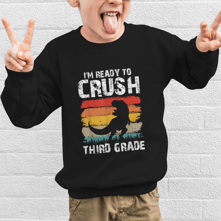 Ready Crush Third 3rd Grade Dinosaur Back To School Boys Graphic Kid Sweatshirt Ready Crush Third 3rd Grade Dinosaur Back To School Boys Graphic Kid Sweatshirt