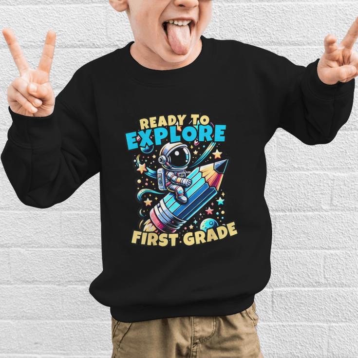Ready To Explore 1st Grade Kids Astronaut Back To School Graphic Kid Sweatshirt