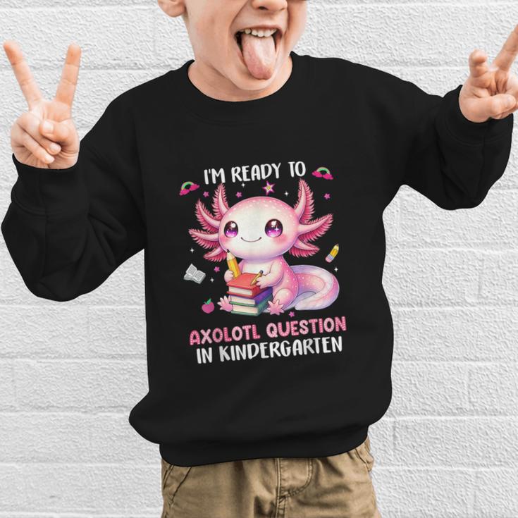 Ready To Kindergarten Axolotl Questions Back To School Girls Graphic Kid Sweatshirt Ready To Kindergarten Axolotl Questions Back To School Girls Graphic Kid Sweatshirt