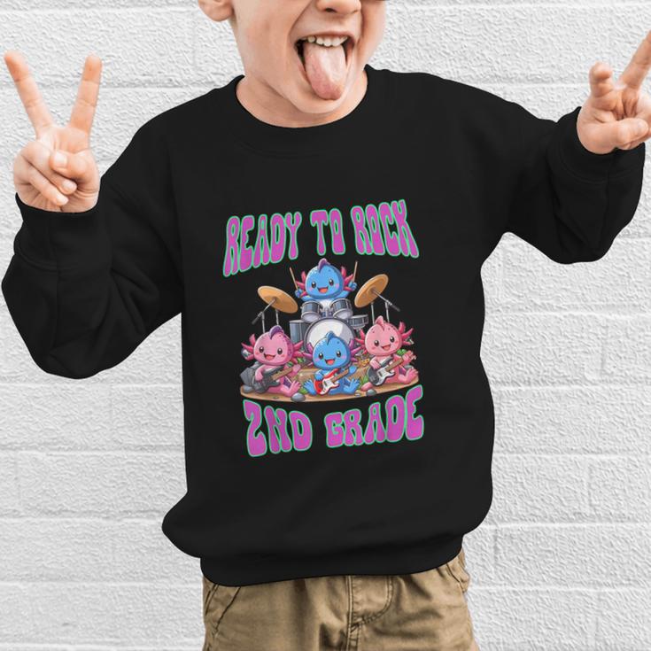 Ready To Rock 2nd Grade Back To School Axolotl 2024 School Graphic Kid Sweatshirt