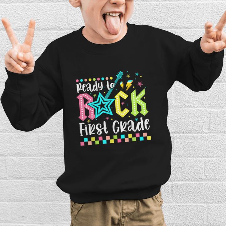 Ready To Rock First Grade Back To School 1st Grade Boys Kids Graphic Kid Sweatshirt