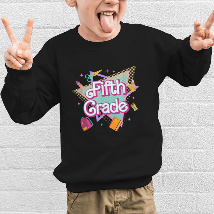 Retro 90s 5th Grade Back To School First Day Of Fifth Grade Graphic Kid Sweatshirt
