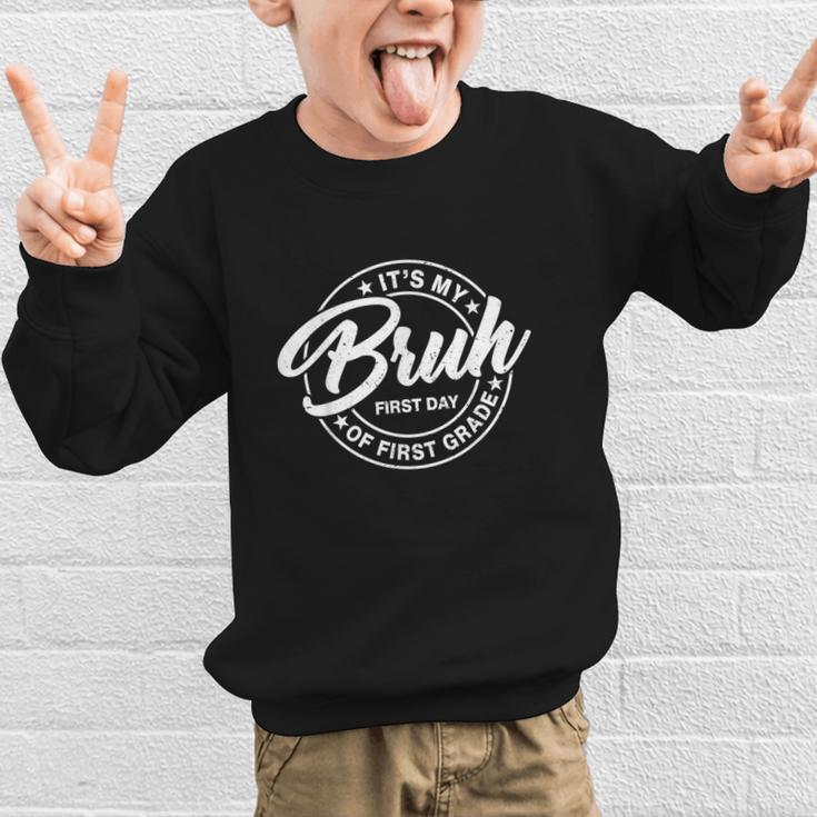 Retro Bruh Its My First Day Of 1st Grade Back To School Kids Graphic Kid Sweatshirt Retro Bruh Its My First Day Of 1st Grade Back To School Kids Graphic Kid Sweatshirt