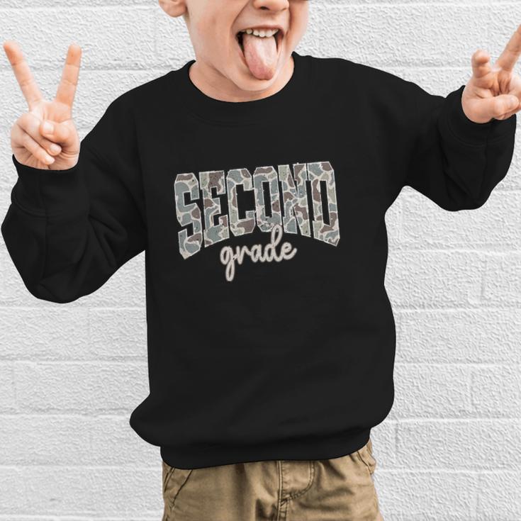 Retro Second Grade Back To School Boy Old Camo 2nd Grade Kid Graphic Kid Sweatshirt