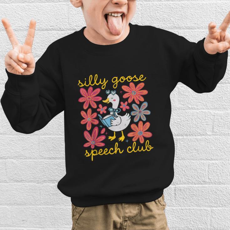 Retro Silly Goose Speech Therapy SLP Back To School Graphic Kid Sweatshirt Retro Silly Goose Speech Therapy SLP Back To School Graphic Kid Sweatshirt