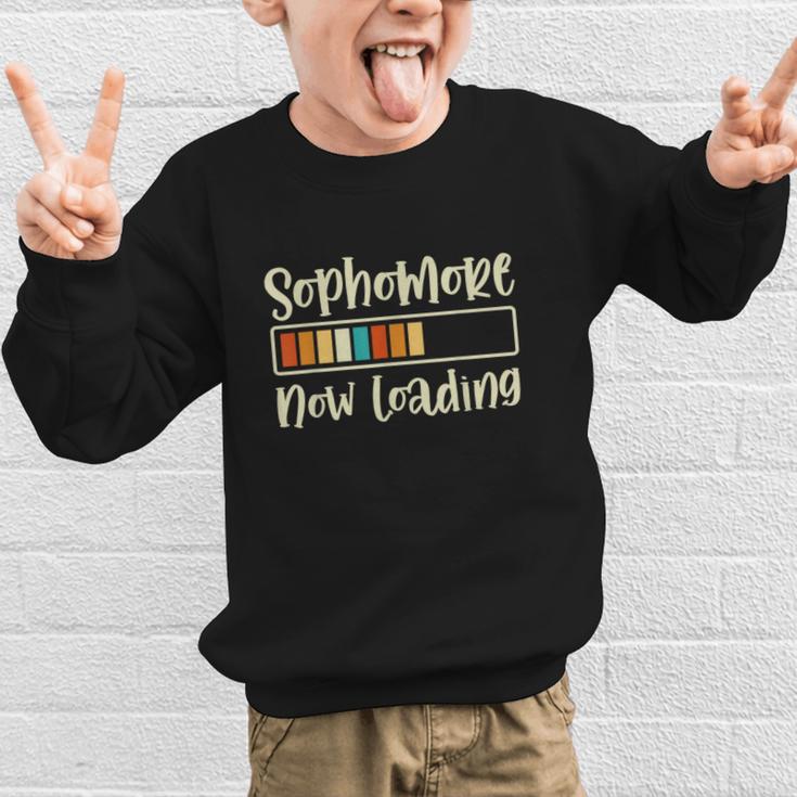 Retro Sophomore Now Loading 2028 High School Back To School Graphic Kid Sweatshirt Retro Sophomore Now Loading 2028 High School Back To School Graphic Kid Sweatshirt