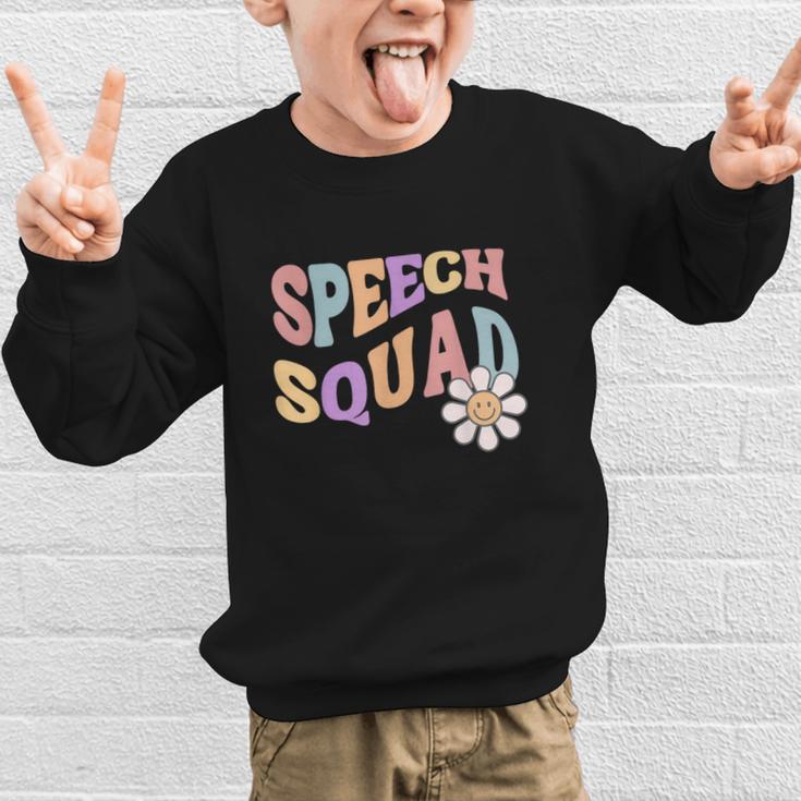 Retro Speech Squad Back To School Speech Therapist SLP Graphic Kid Sweatshirt Retro Speech Squad Back To School Speech Therapist SLP Graphic Kid Sweatshirt