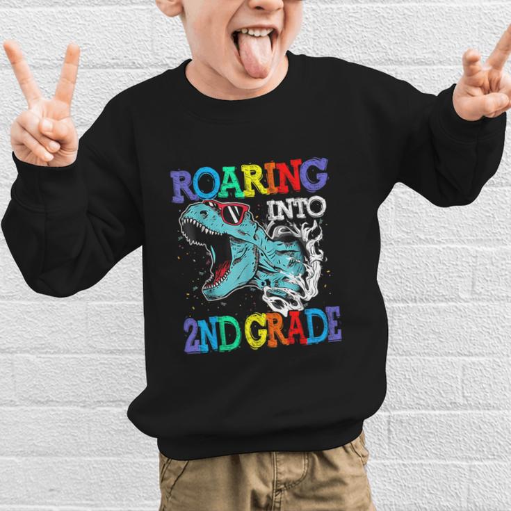 Roaring Into 2Nd Grade DinosaurRex Back To School Graphic Kid Sweatshirt